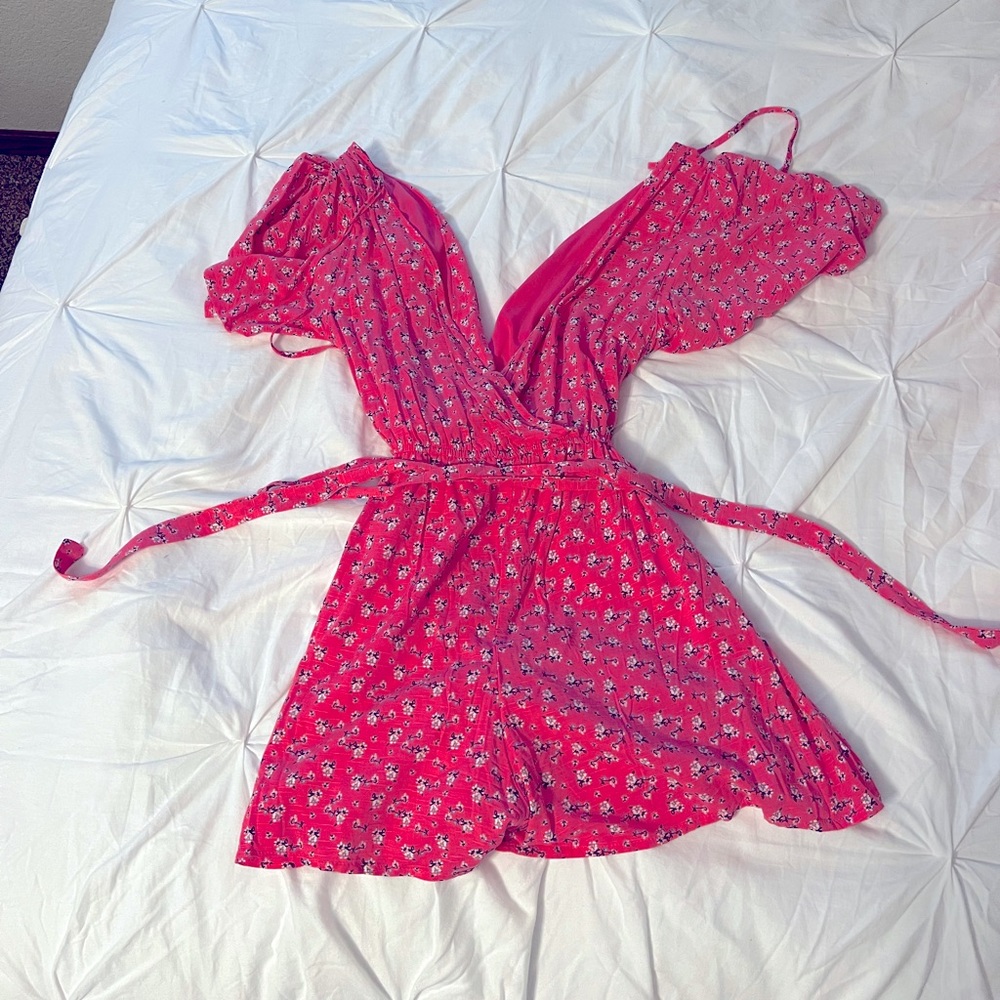 Pink floral romper